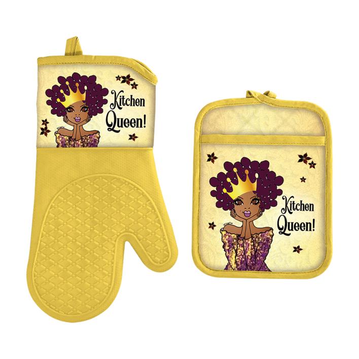 Black Art Ethnic Oven Mitt & Potholder Set