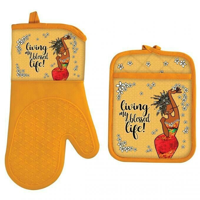 Black Art Ethnic Oven Mitt & Potholder Set