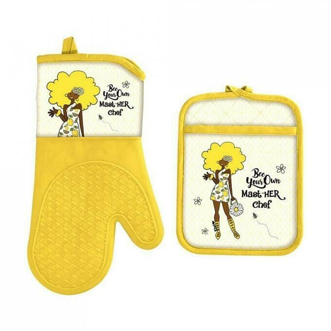 Black Art Ethnic Oven Mitt & Potholder Set