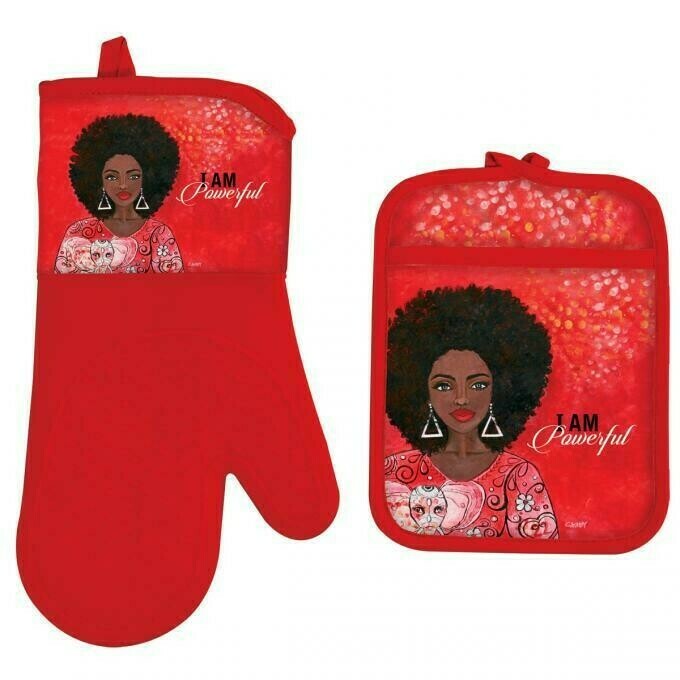 Black Art Ethnic Oven Mitt & Potholder Set